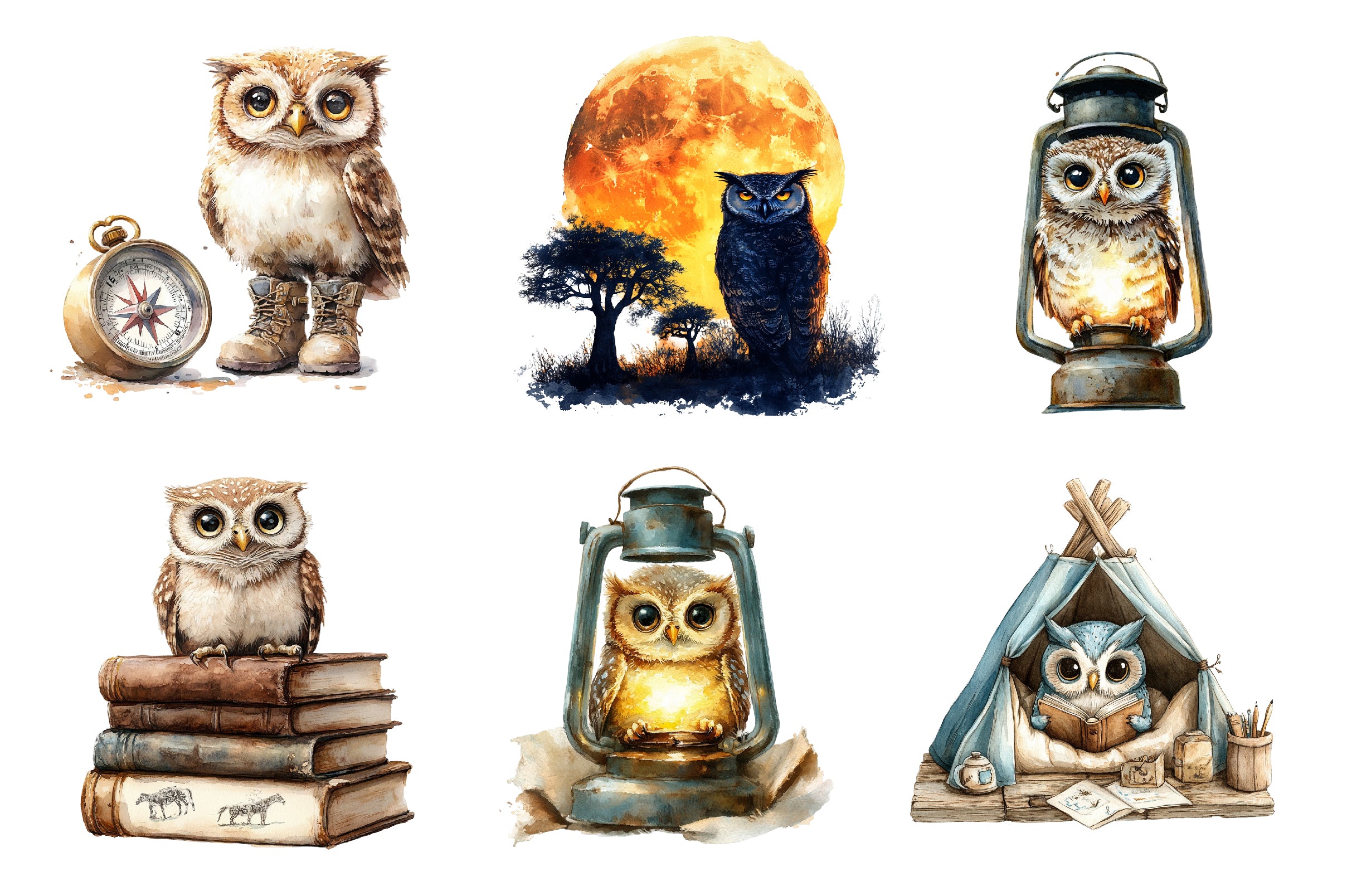 Safari Owl Clipart Bundle - CraftNest - Digital Crafting and Art