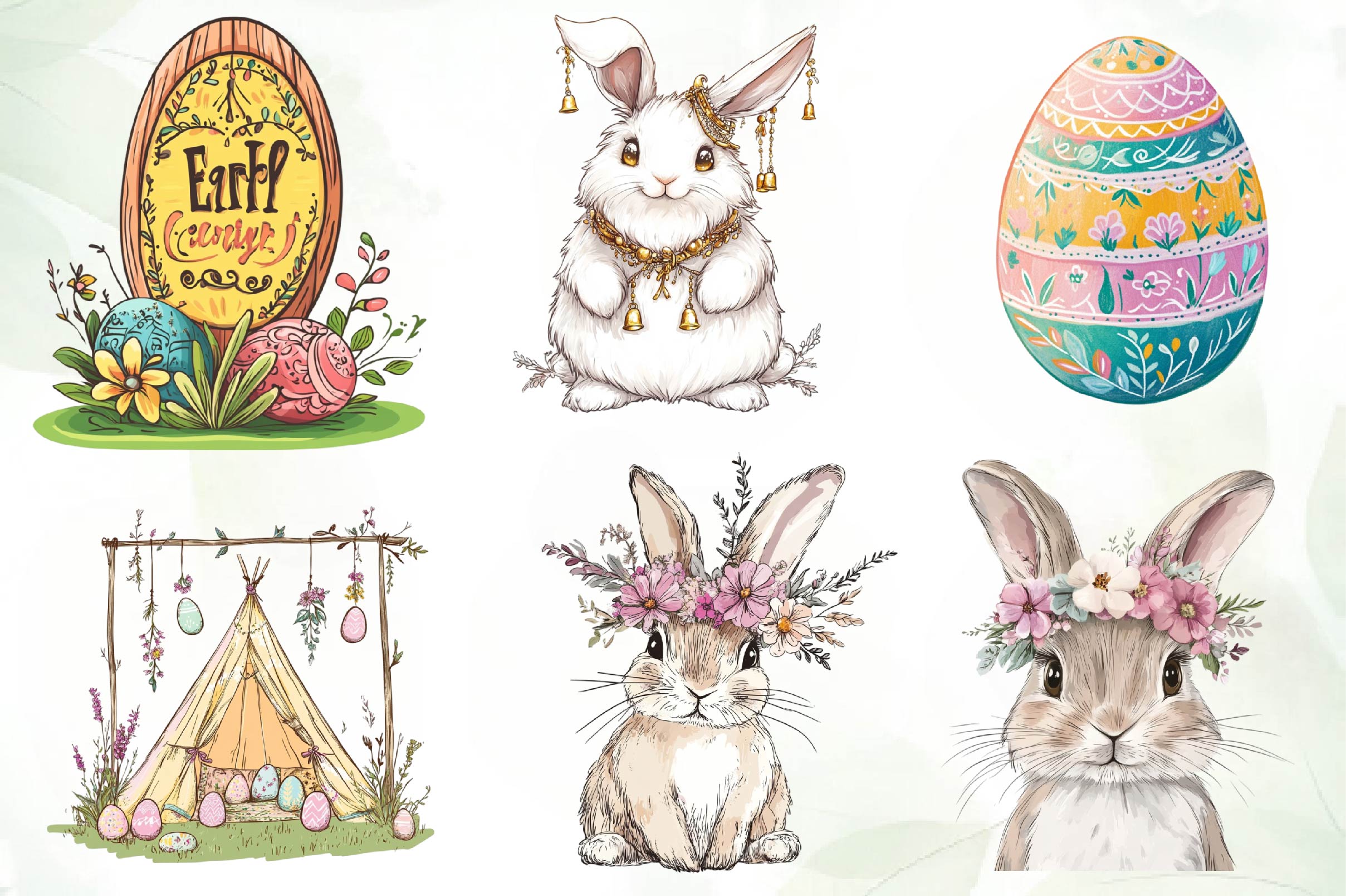 Boho Easter Clipart Bundle - CraftNest - Digital Crafting and Art