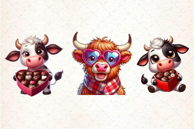 Cute Valentine Cow Clipart Bundle - CraftNest - Digital Crafting and Art
