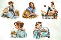 Vintage Spring Woman Clipart Bundle - CraftNest - Digital Crafting and Art