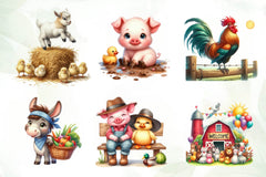 Cute On The Farm On The Animals Clipart Bundle - CraftNest - Digital Crafting and Art
