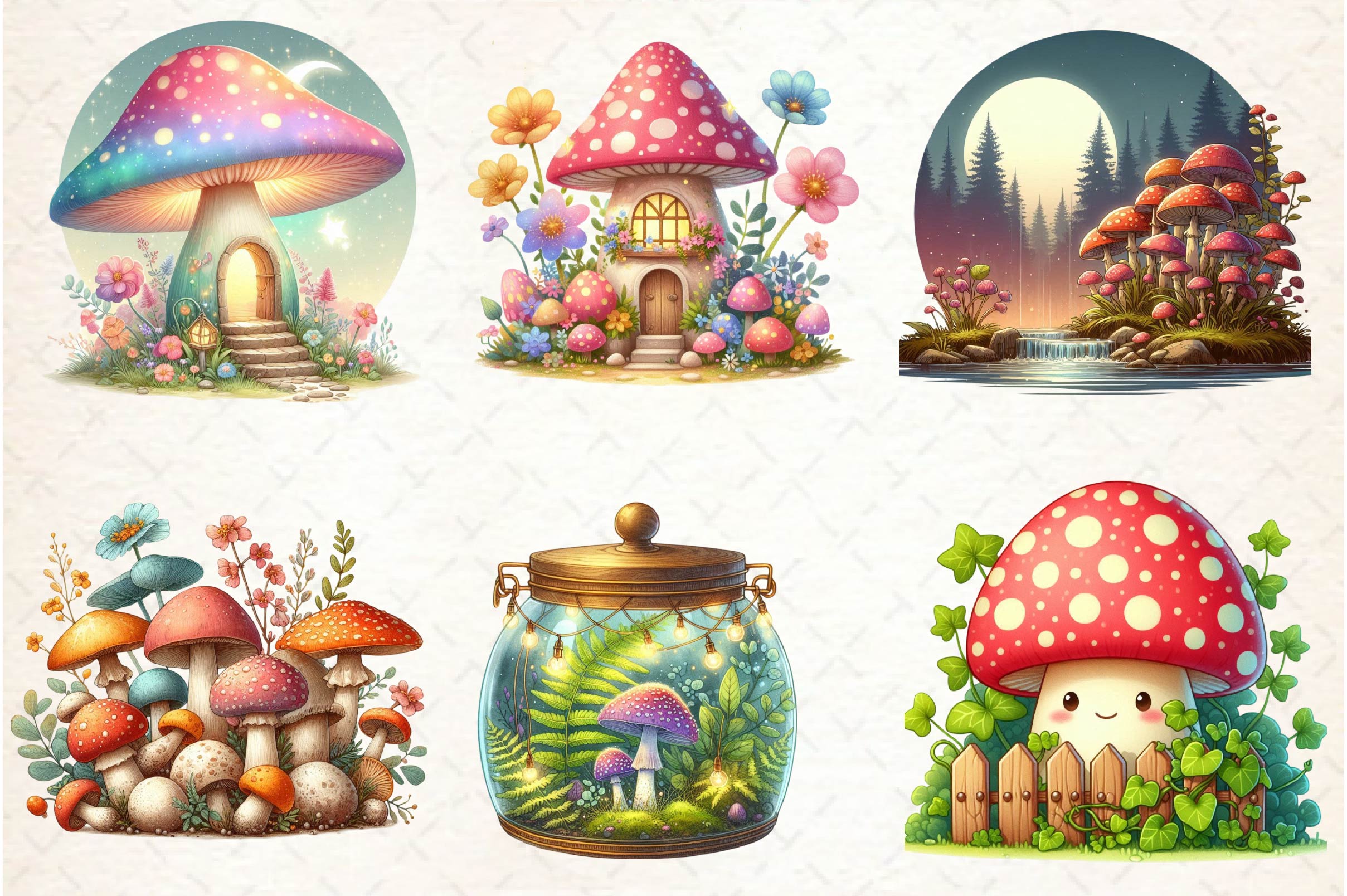 Summer Mushrooms Clipart Bundle 1 - CraftNest - Digital Crafting and Art