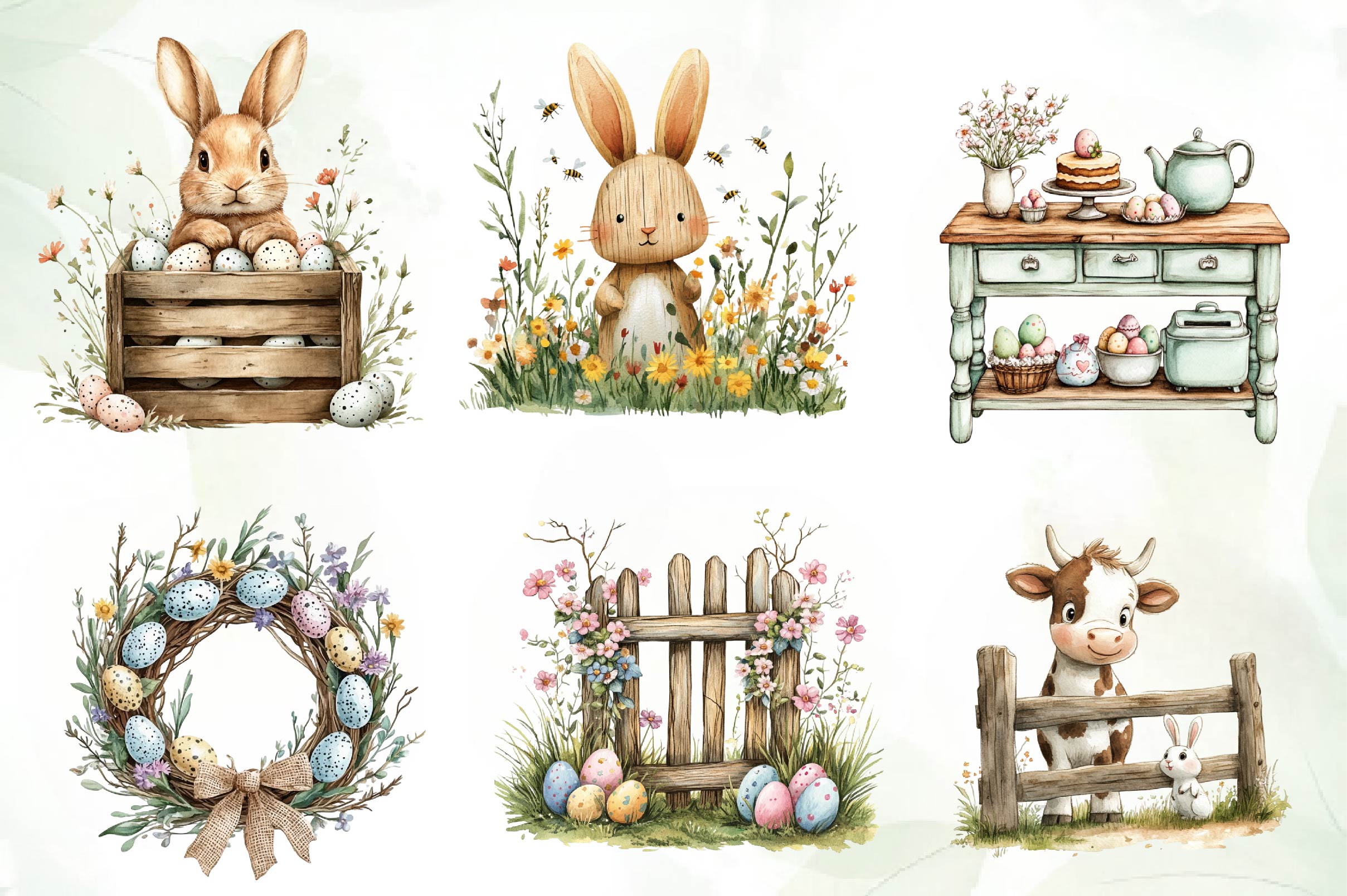Country Farmhouse Easter Clipart Bundle - CraftNest - Digital Crafting and Art