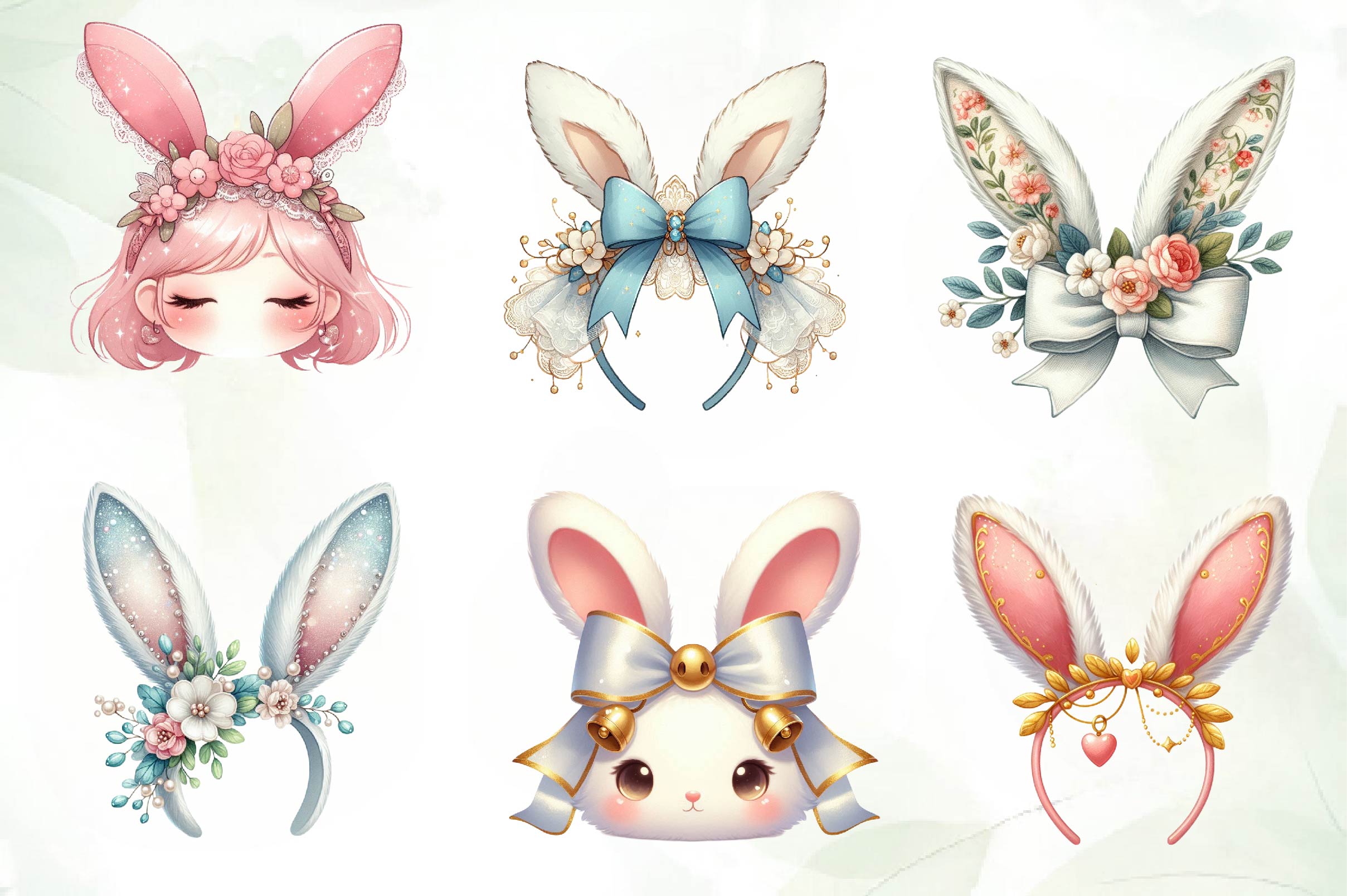 Coquette Bunny Ears Clipart Bundle - CraftNest - Digital Crafting and Art