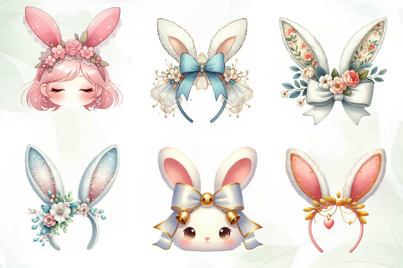 Coquette Bunny Ears Clipart Bundle - CraftNest - Digital Crafting and Art