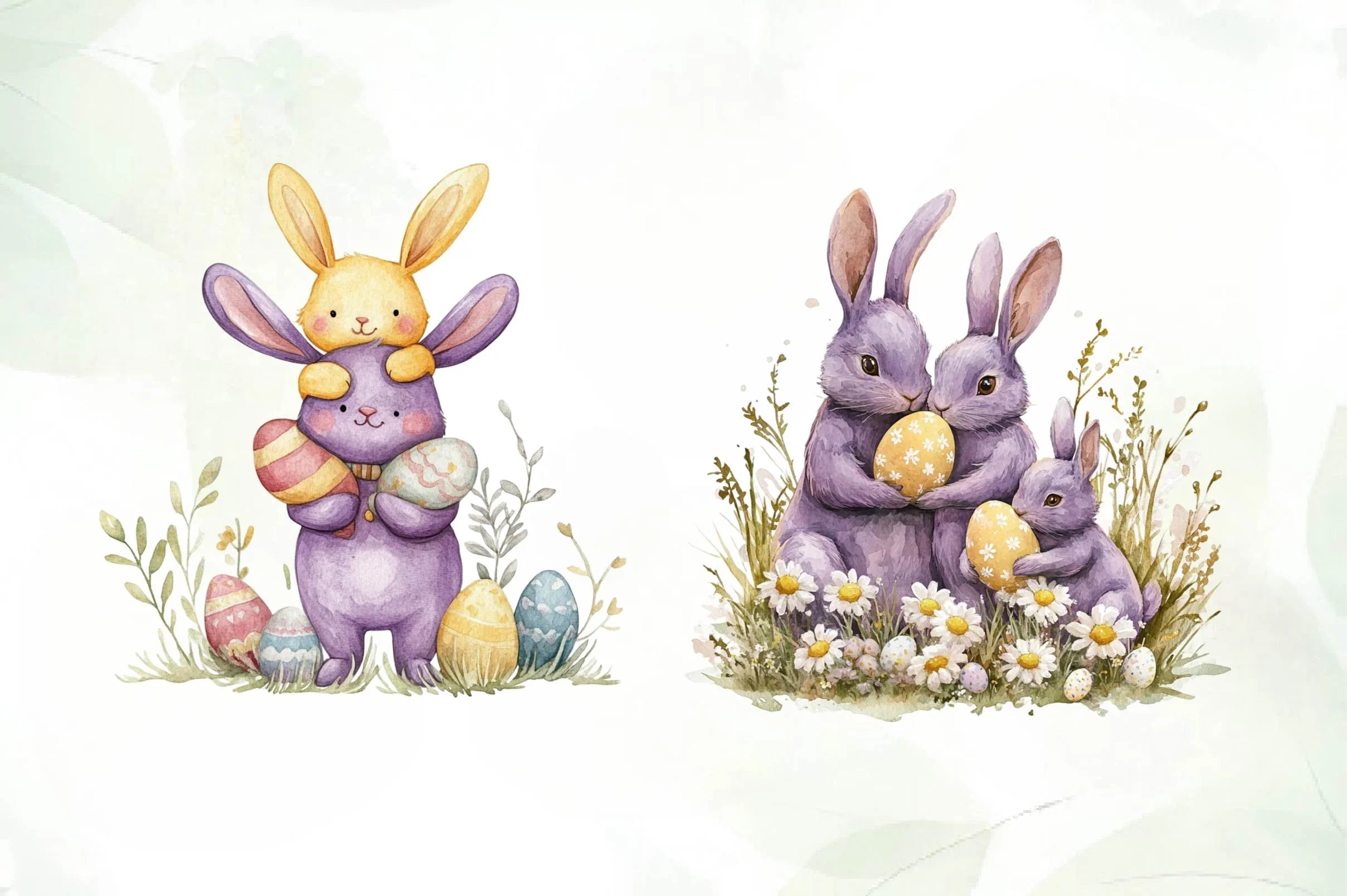 Easter Bunnies Family Clipart Bundle - CraftNest - Digital Crafting and Art