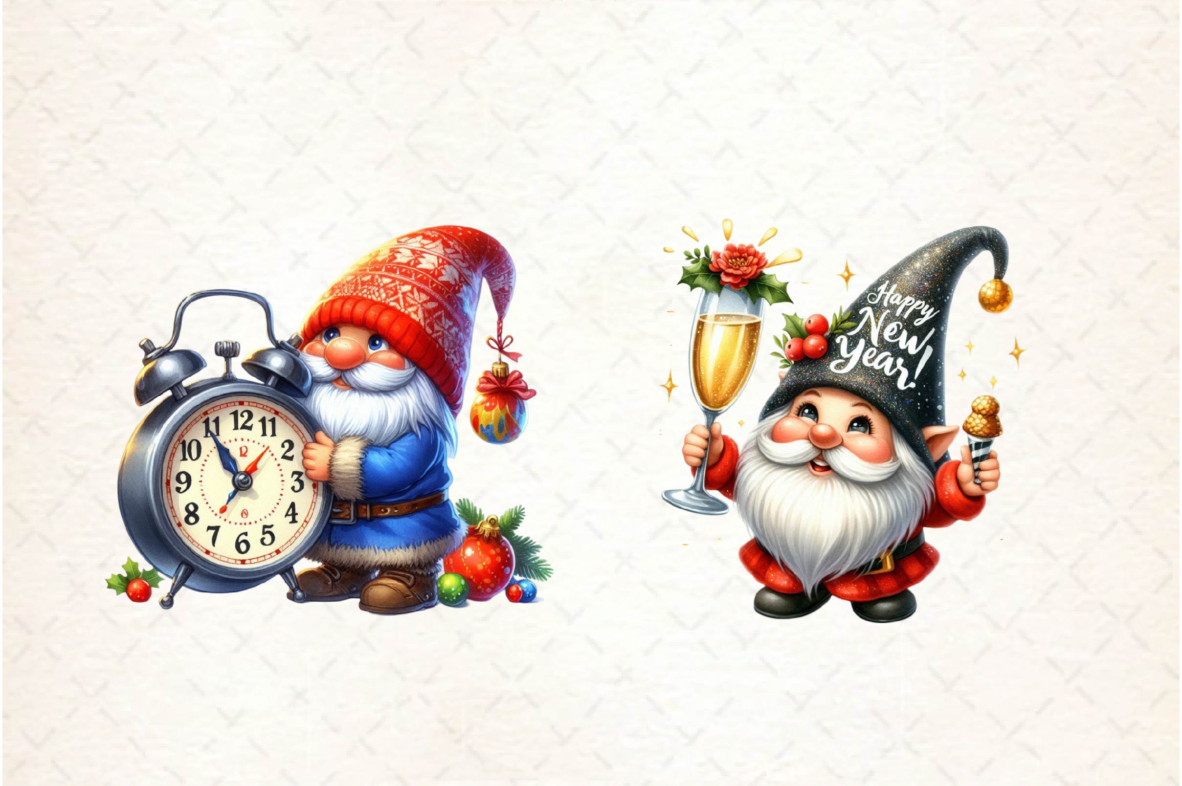 Happy New Year Gnome Clipart Bundle - CraftNest - Digital Crafting and Art