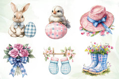 Blue & Pink Gingham Spring Clipart Bundle - CraftNest - Digital Crafting and Art