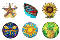 Round Stained Glass Summer Clipart Bundle 2 - CraftNest - Digital Crafting and Art