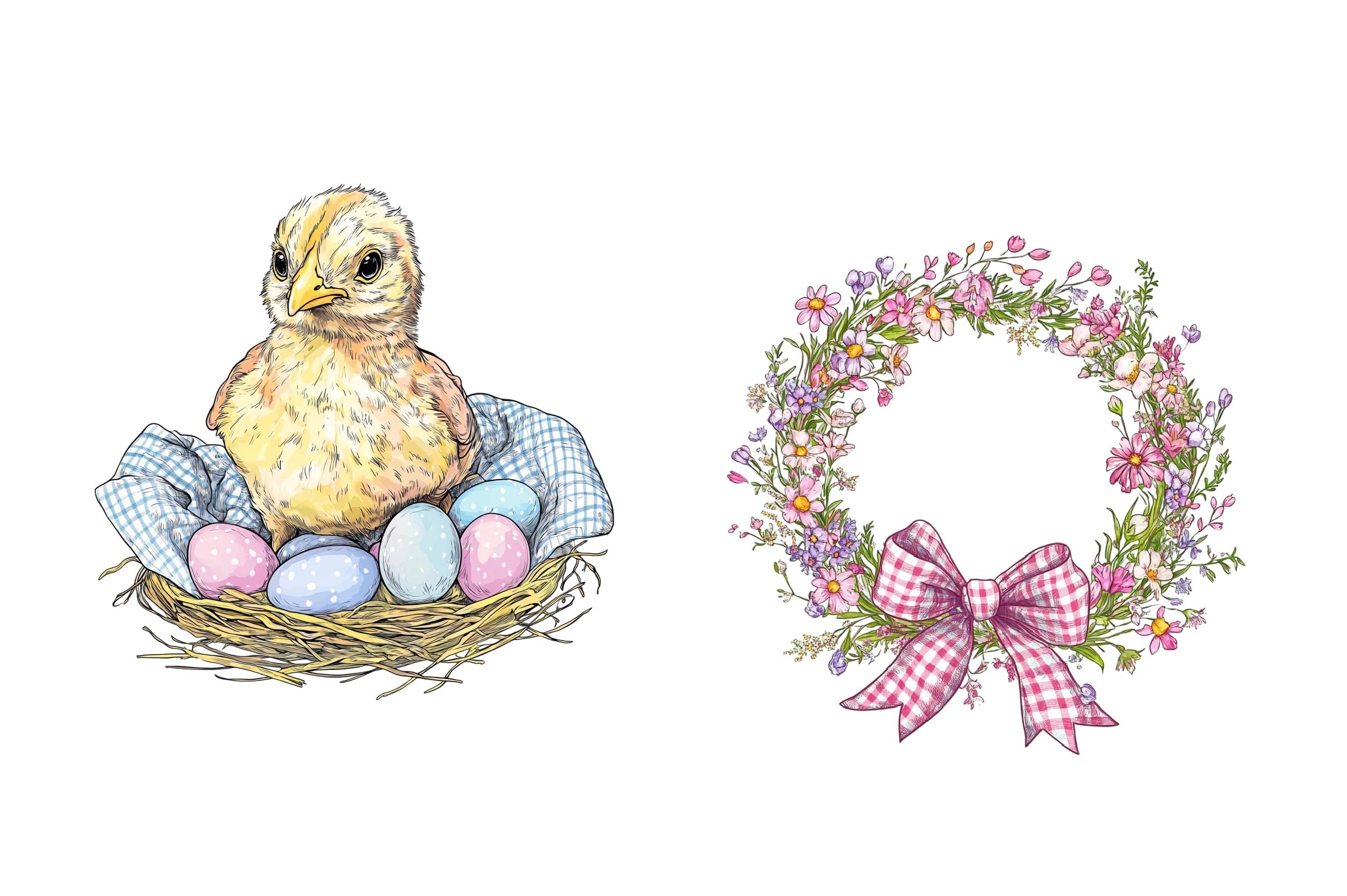 Cottage Gingham Spring Clipart Bundle - CraftNest - Digital Crafting and Art