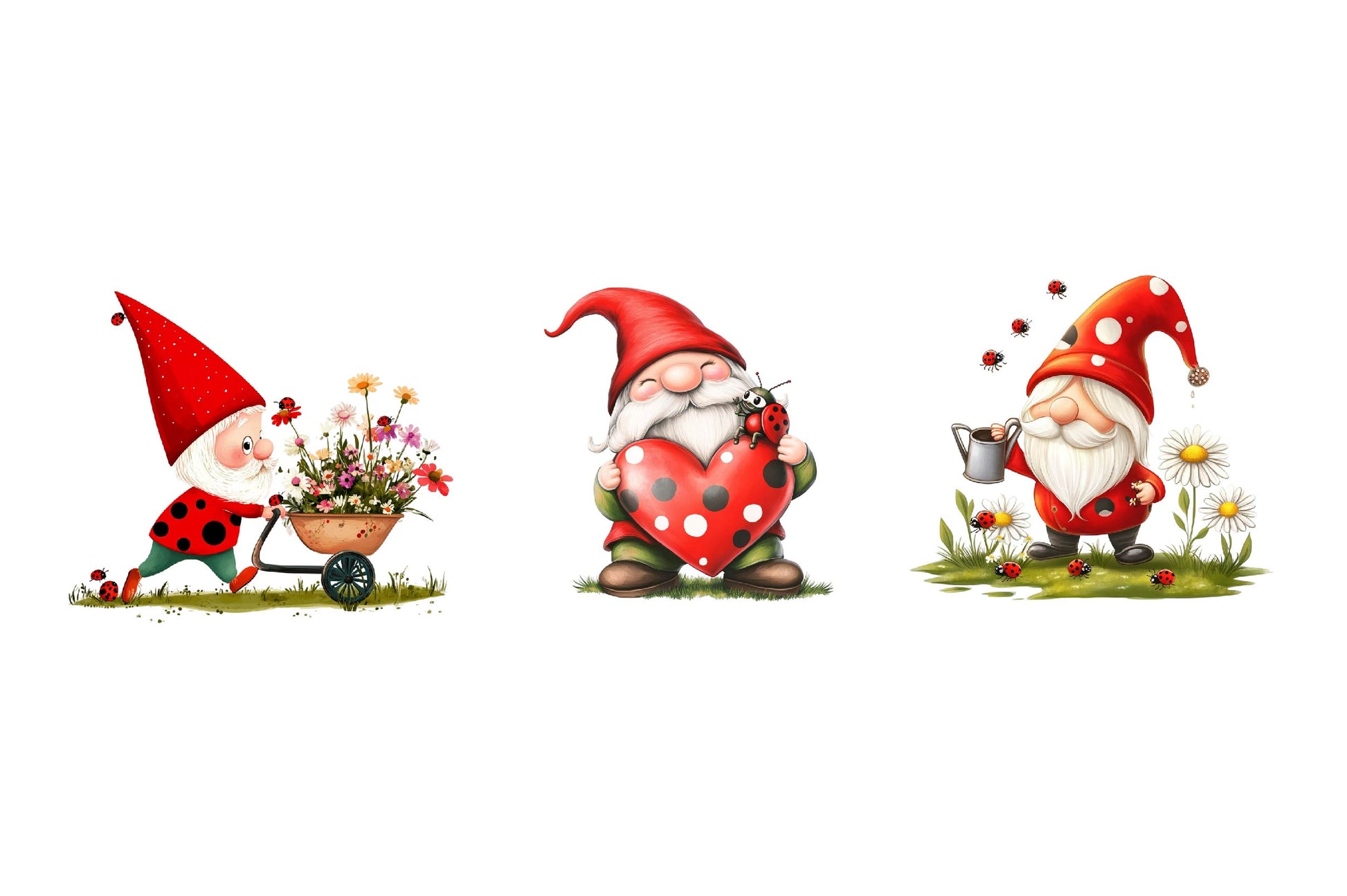 Lady Bug Gnomes Set Clipart Bundle - CraftNest - Digital Crafting and Art