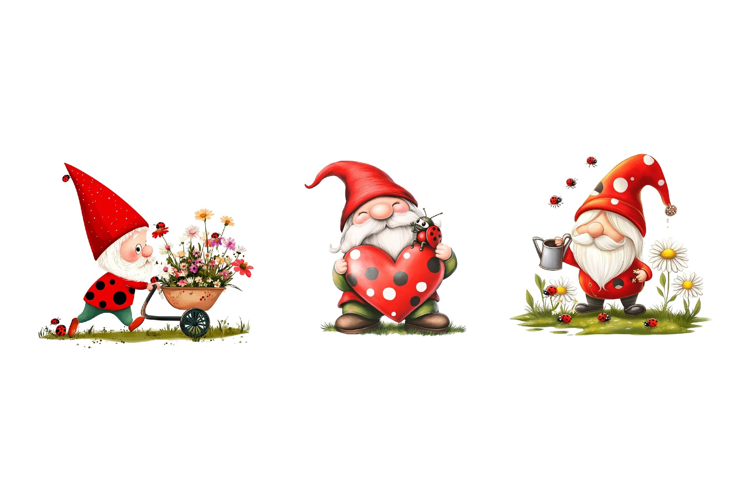 Lady Bug Gnomes Set Clipart Bundle - CraftNest - Digital Crafting and Art