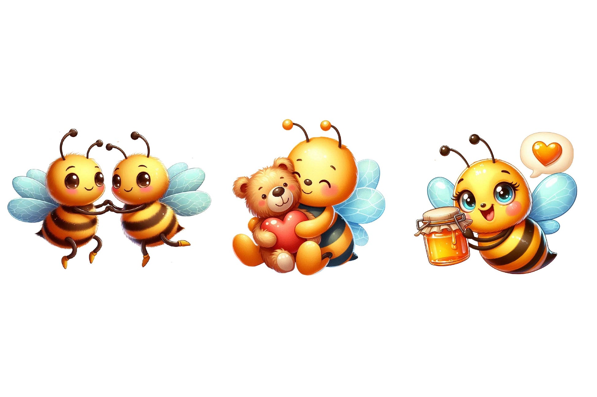 Cute Bee In Love Clipart Bundle - CraftNest - Digital Crafting and Art