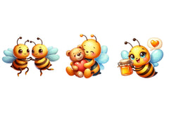 Cute Bee In Love Clipart Bundle - CraftNest - Digital Crafting and Art
