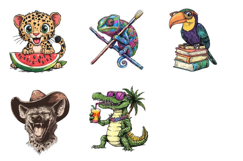 Quirky Safari Animals Clipart Bundle - CraftNest - Digital Crafting and Art