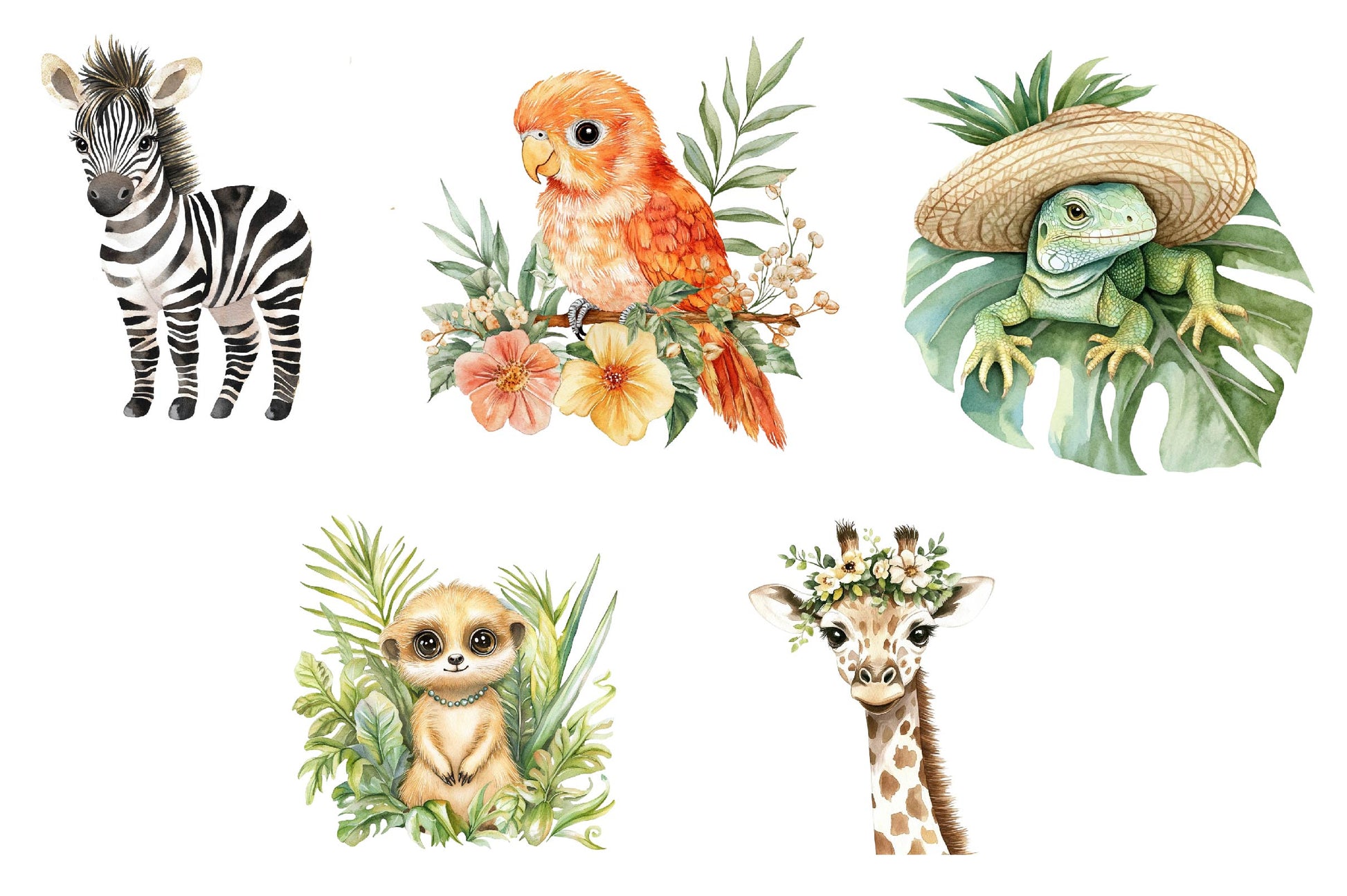 Boho Jungle Animals Summer Design Clipart Bundle - CraftNest - Digital Crafting and Art