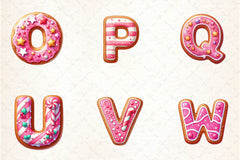 Pink Christmas Gingerbread Alphabet Clipart Bundle - CraftNest - Digital Crafting and Art