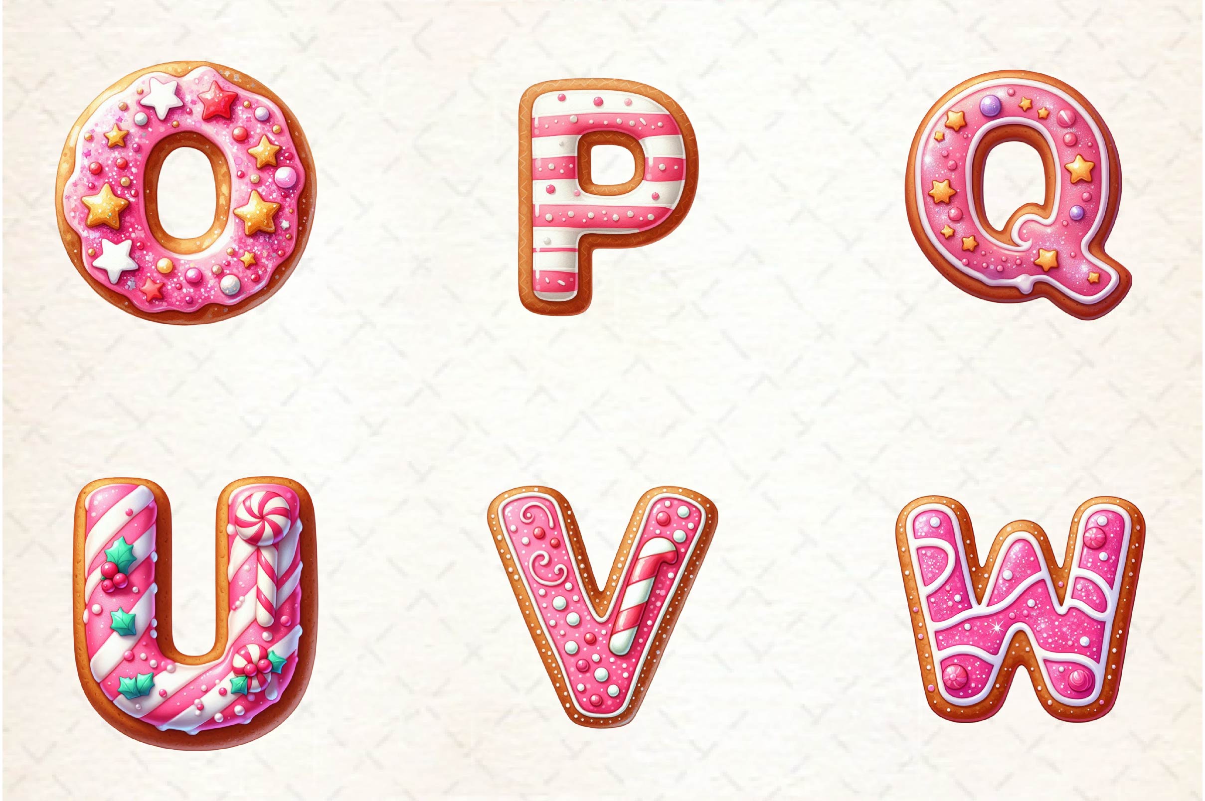 Pink Christmas Gingerbread Alphabet Clipart Bundle - CraftNest - Digital Crafting and Art