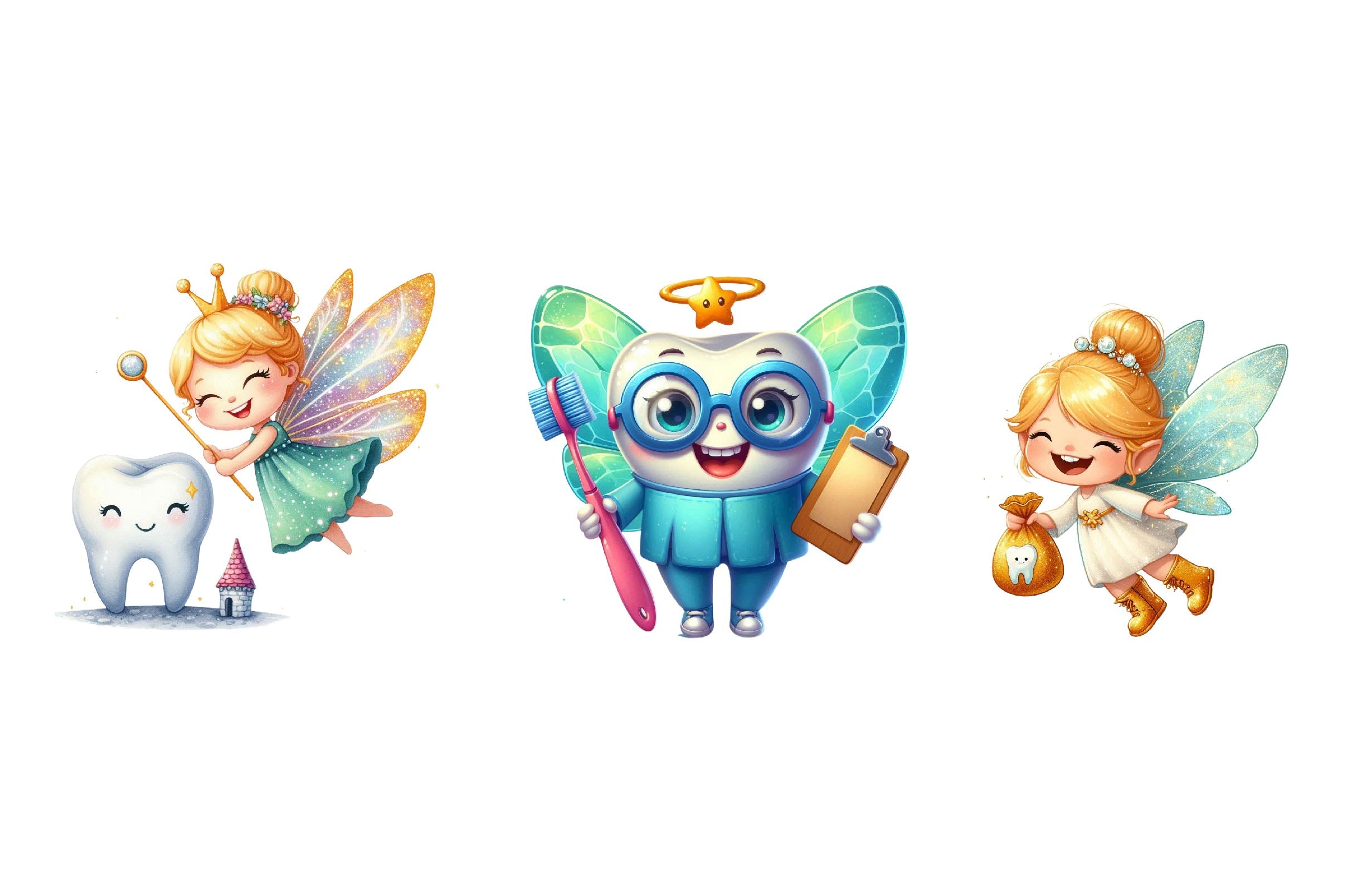 Mascot Cute Tooth Fairy Clipart Bundle 1 - CraftNest - Digital Crafting and Art