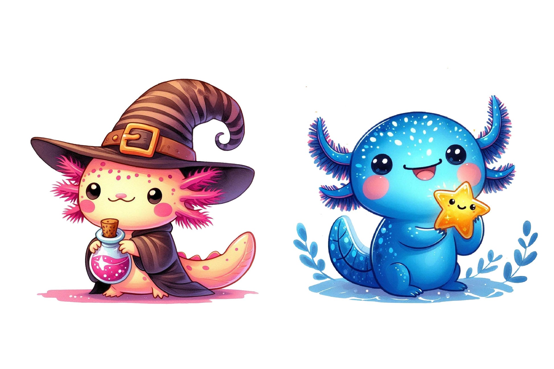 Cute Cartoon Axolotl Clipart Bundle - CraftNest - Digital Crafting and Art