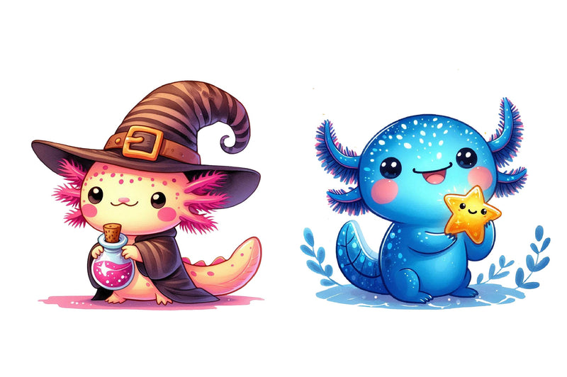 Cute Cartoon Axolotl Clipart Bundle - CraftNest - Digital Crafting and Art