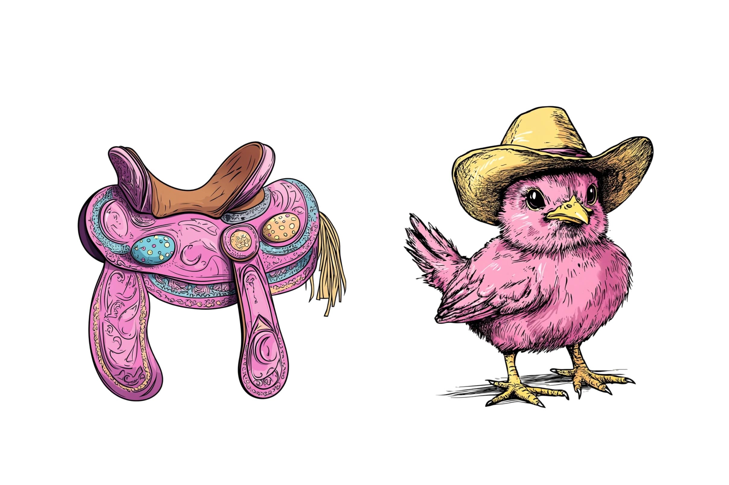 Vintage Pink Easter Western Clipart Bundle - CraftNest - Digital Crafting and Art