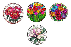 Floral Round Stained Glass Clipart Bundle - CraftNest - Digital Crafting and Art