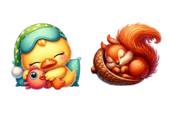 Funny Cartoon Sleepy Quirky Animals Clipart Bundle 1 - CraftNest - Digital Crafting and Art