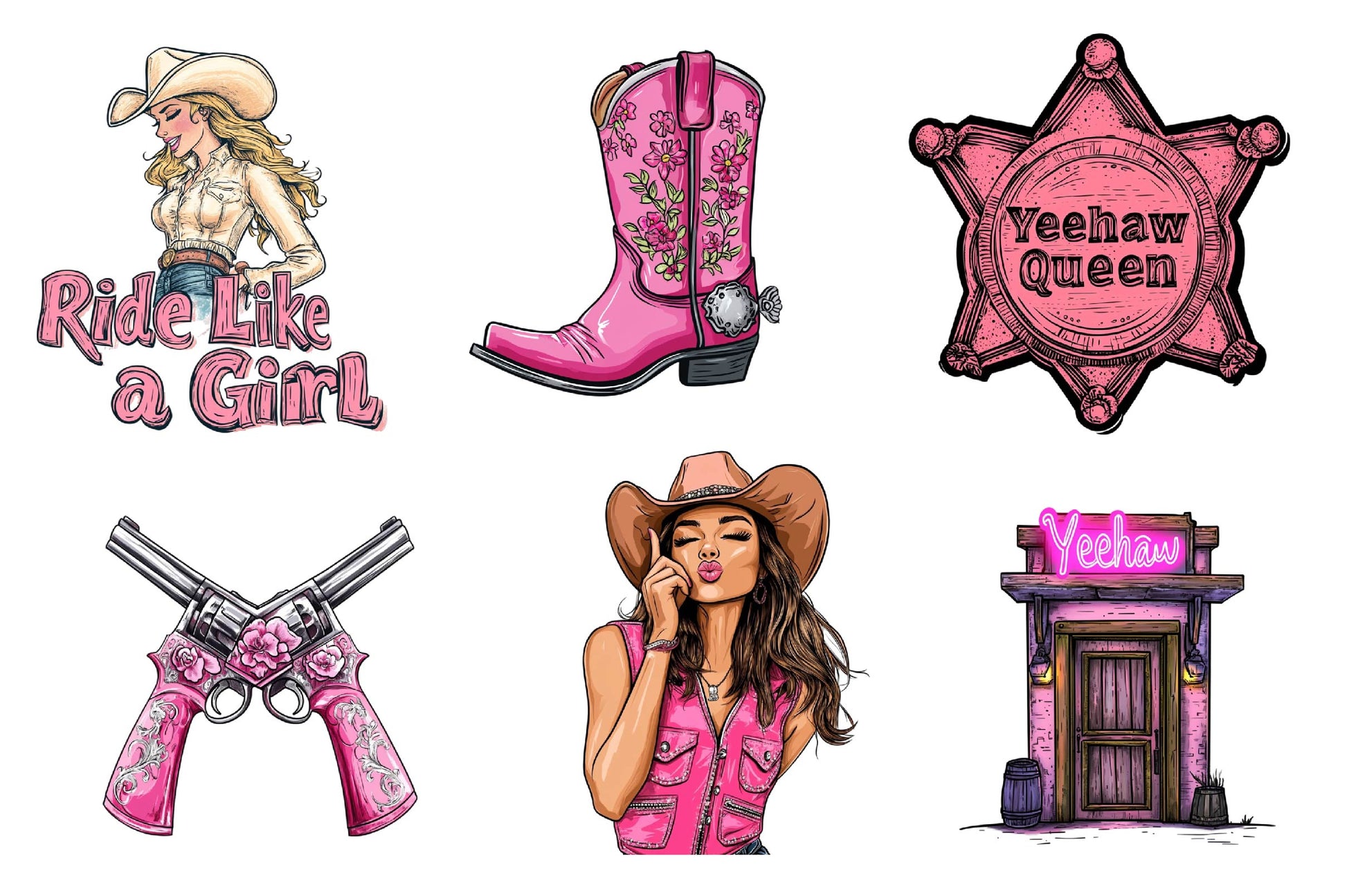 Pink Western Cowgirl Clipart Bundle 1 - CraftNest - Digital Crafting and Art