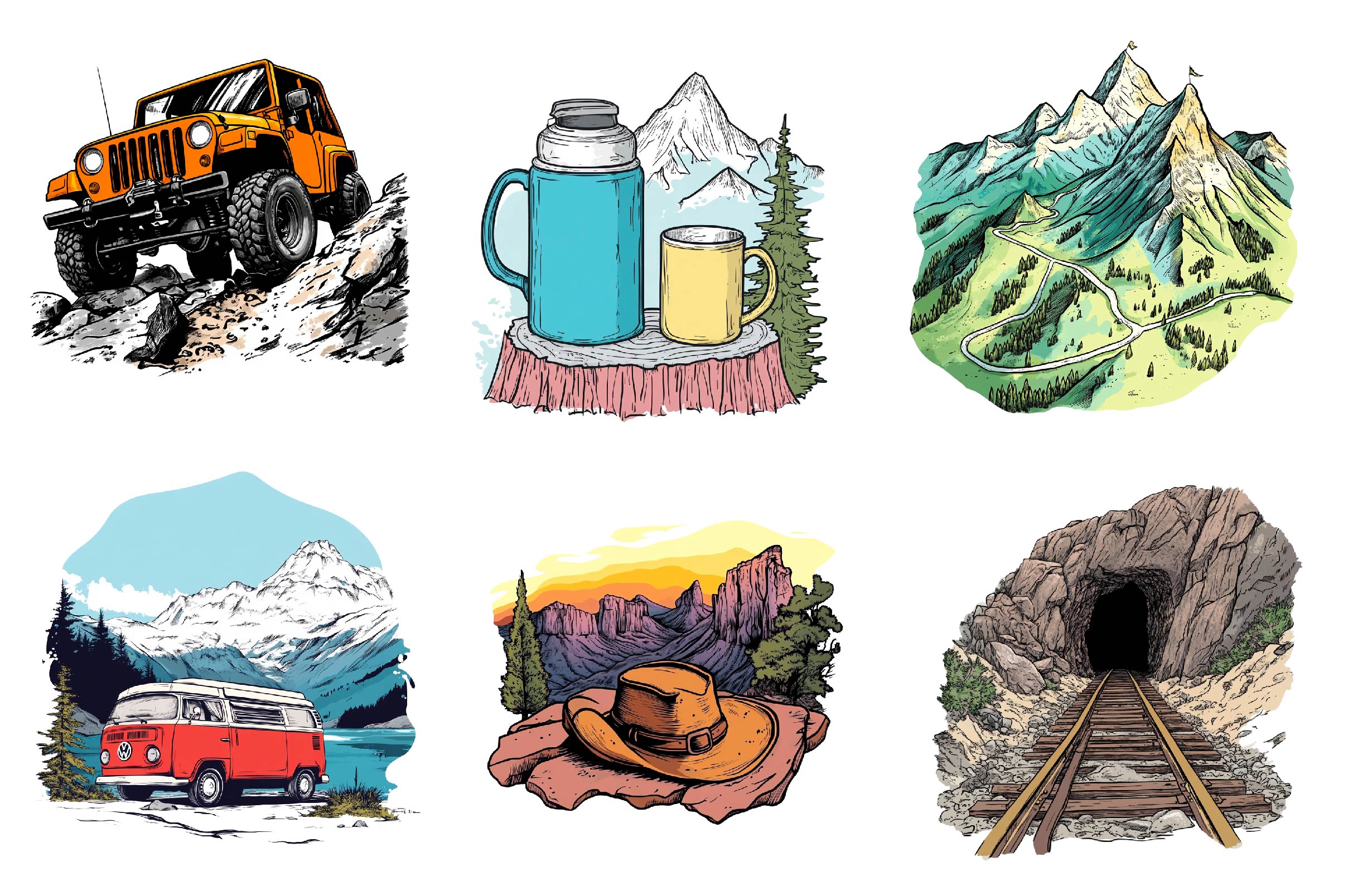 Vintage Mountain Adventure Clipart Bundle - CraftNest - Digital Crafting and Art