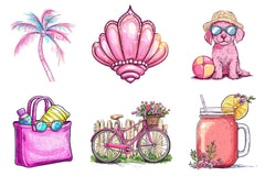 Pink Summer Clipart Bundle 1 - CraftNest - Digital Crafting and Art