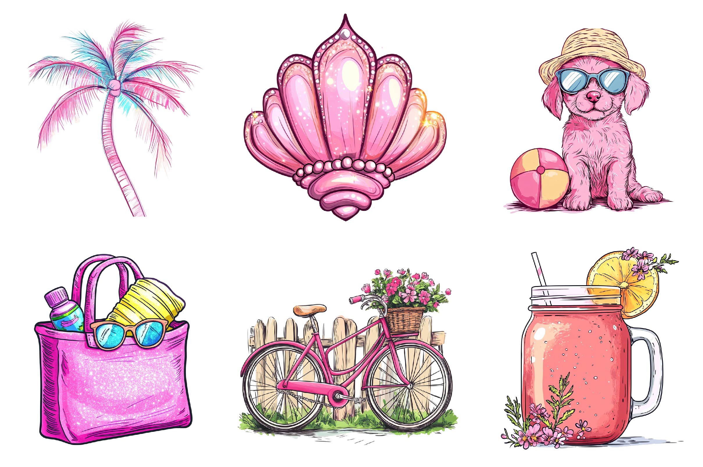 Pink Summer Clipart Bundle 1 - CraftNest - Digital Crafting and Art