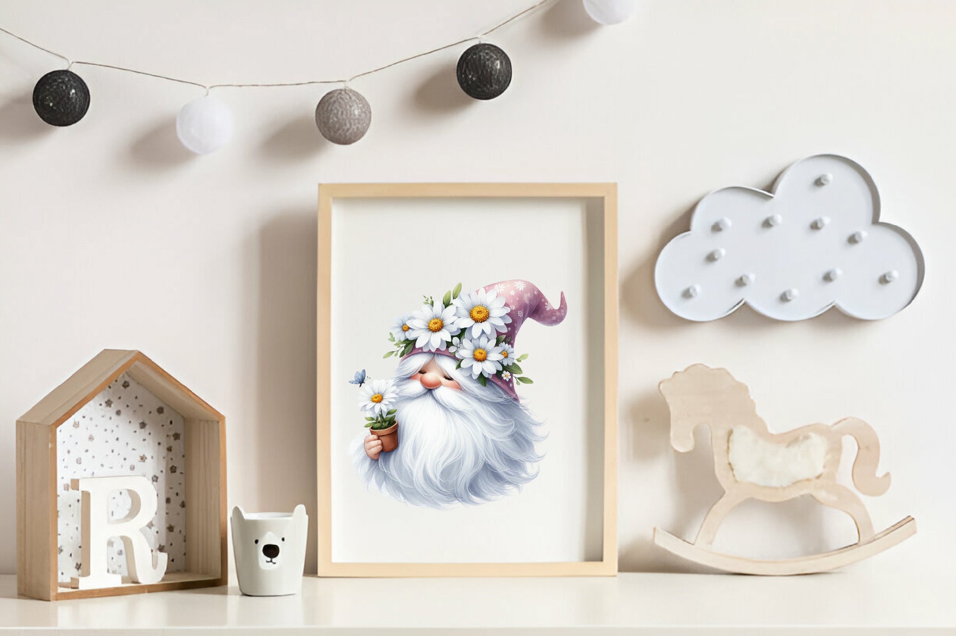 White Gnome Daisy Clipart Bundle - CraftNest - Digital Crafting and Art