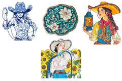 Cute Chinoiserie Cowgirl Clipart Bundle - CraftNest - Digital Crafting and Art