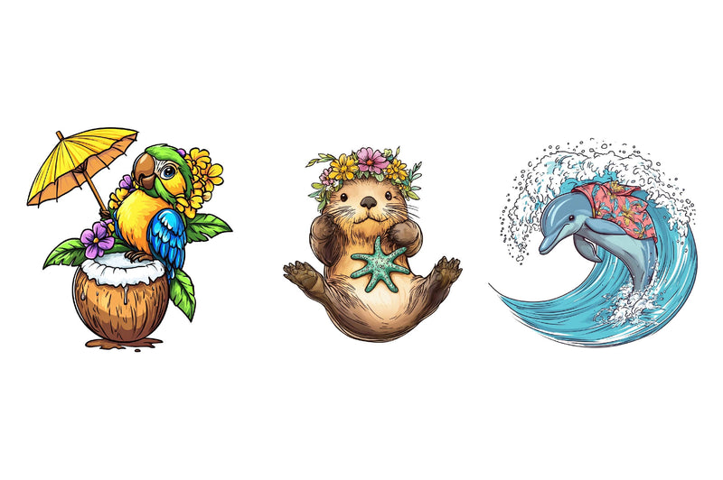 Beachy Summer Animals Clipart Bundle - CraftNest - Digital Crafting and Art