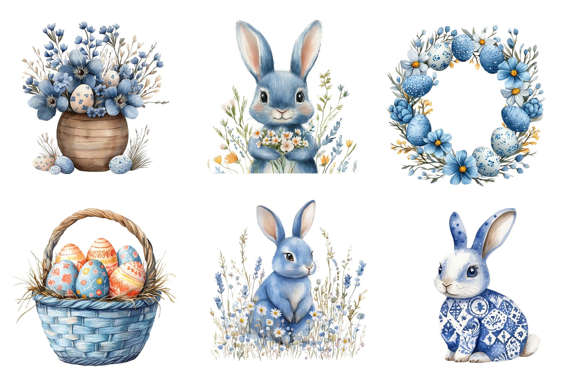 Blue Nordic Easter Clipart Bundle - CraftNest - Digital Crafting and Art
