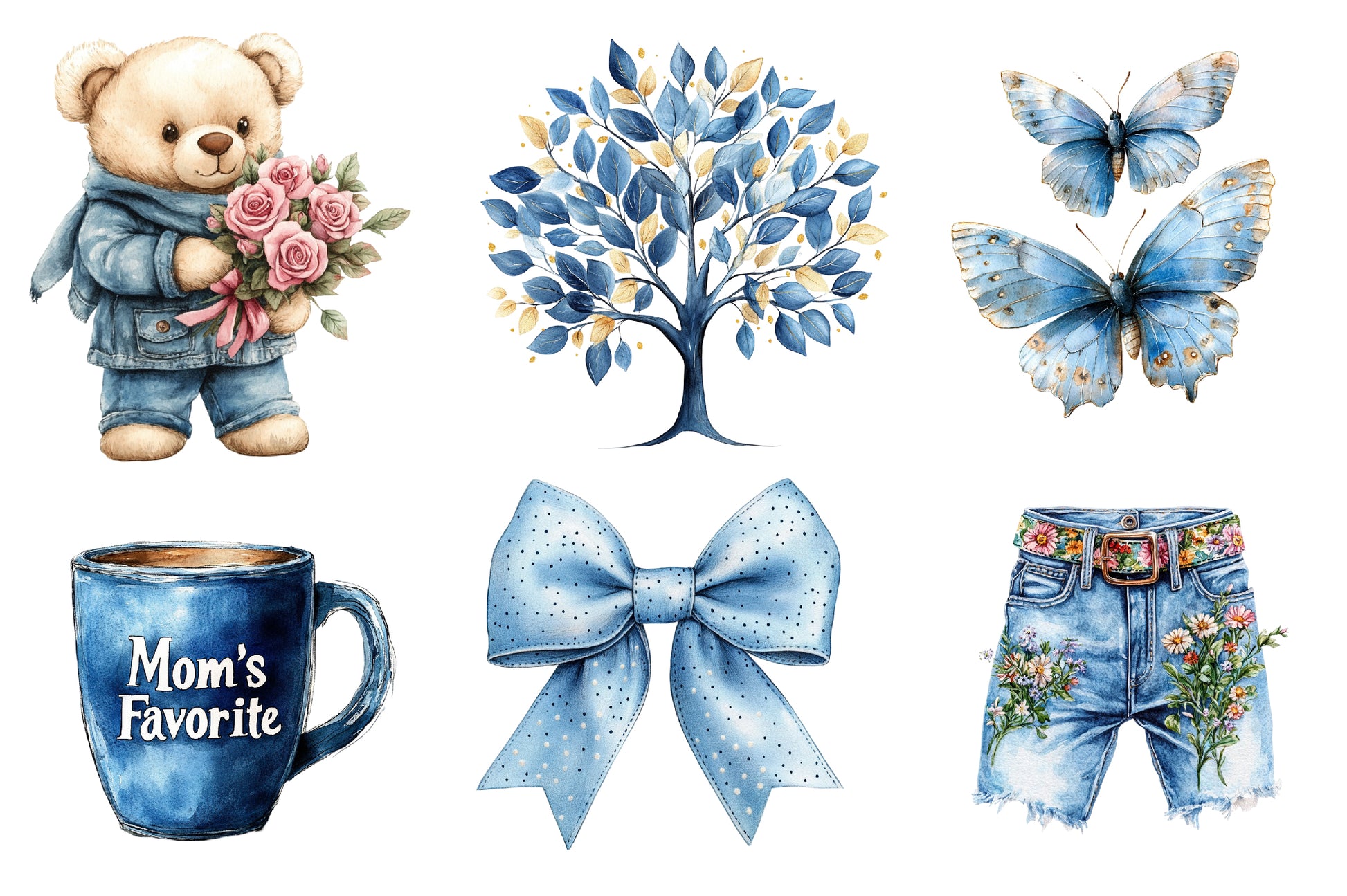 Denim Mothers Day Clipart Bundle - CraftNest - Digital Crafting and Art