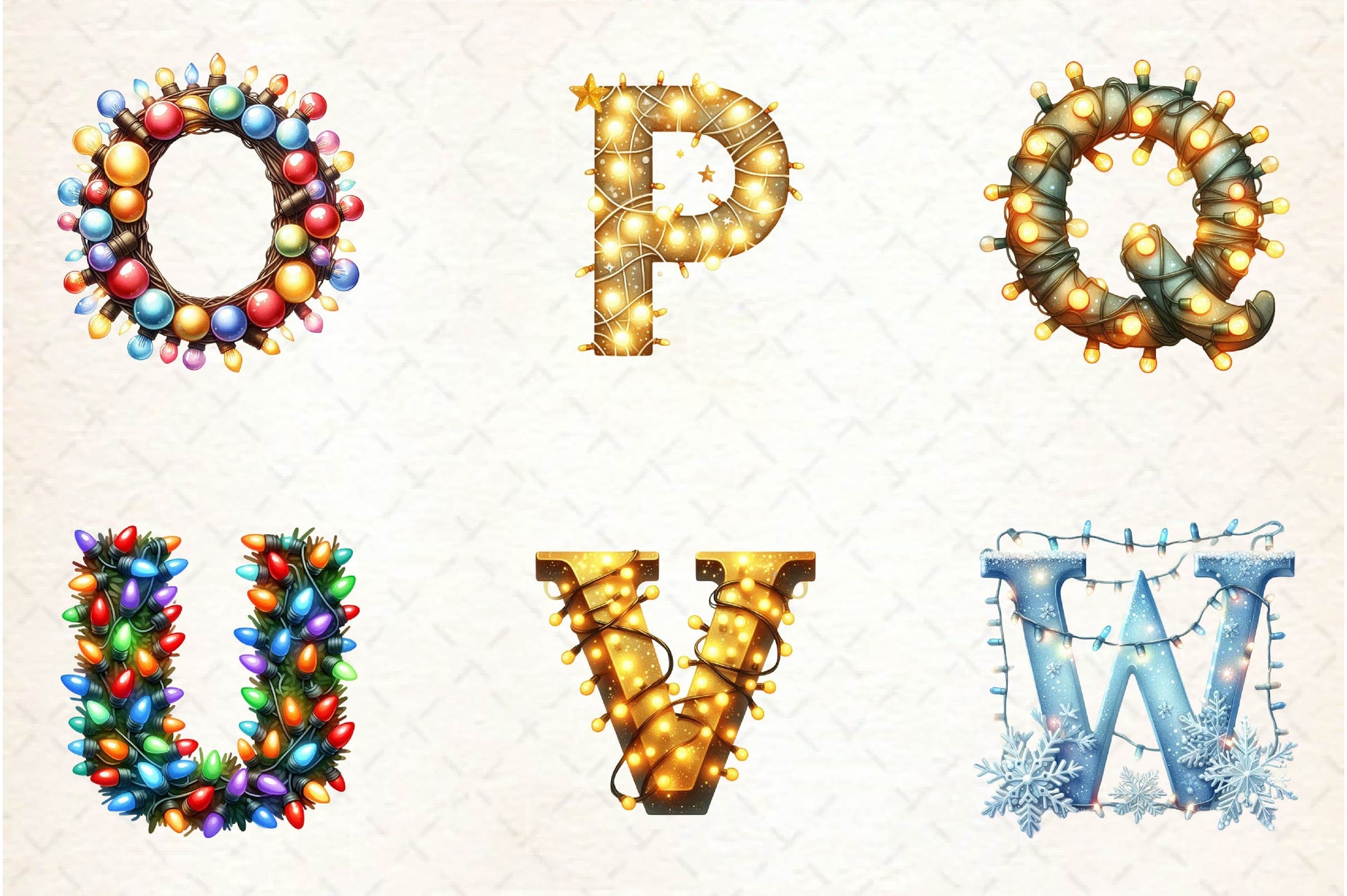 Christmas Lights Applique Alphabet Clipart Bundle - CraftNest - Digital Crafting and Art