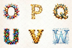 Christmas Lights Applique Alphabet Clipart Bundle - CraftNest - Digital Crafting and Art