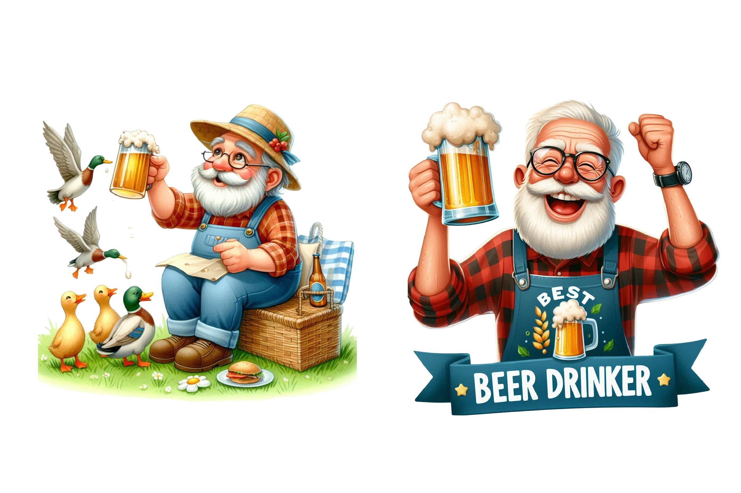 Funny Beer Loving Grandpa Clipart Bundle - CraftNest - Digital Crafting and Art