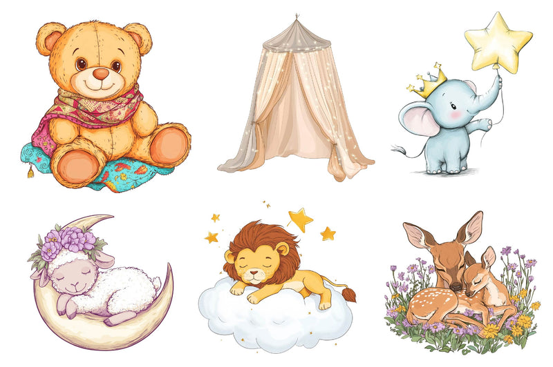 Boho Nursery Baby Clipart Bundle - CraftNest - Digital Crafting and Art
