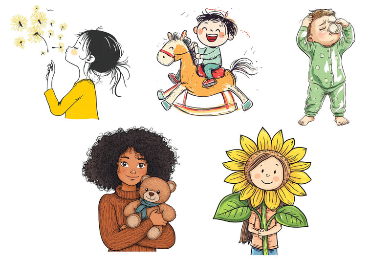 Hand Drawn Children Clipart Bundle 1 - CraftNest - Digital Crafting and Art