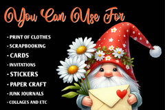 White Gnome Daisy Clipart Bundle - CraftNest - Digital Crafting and Art