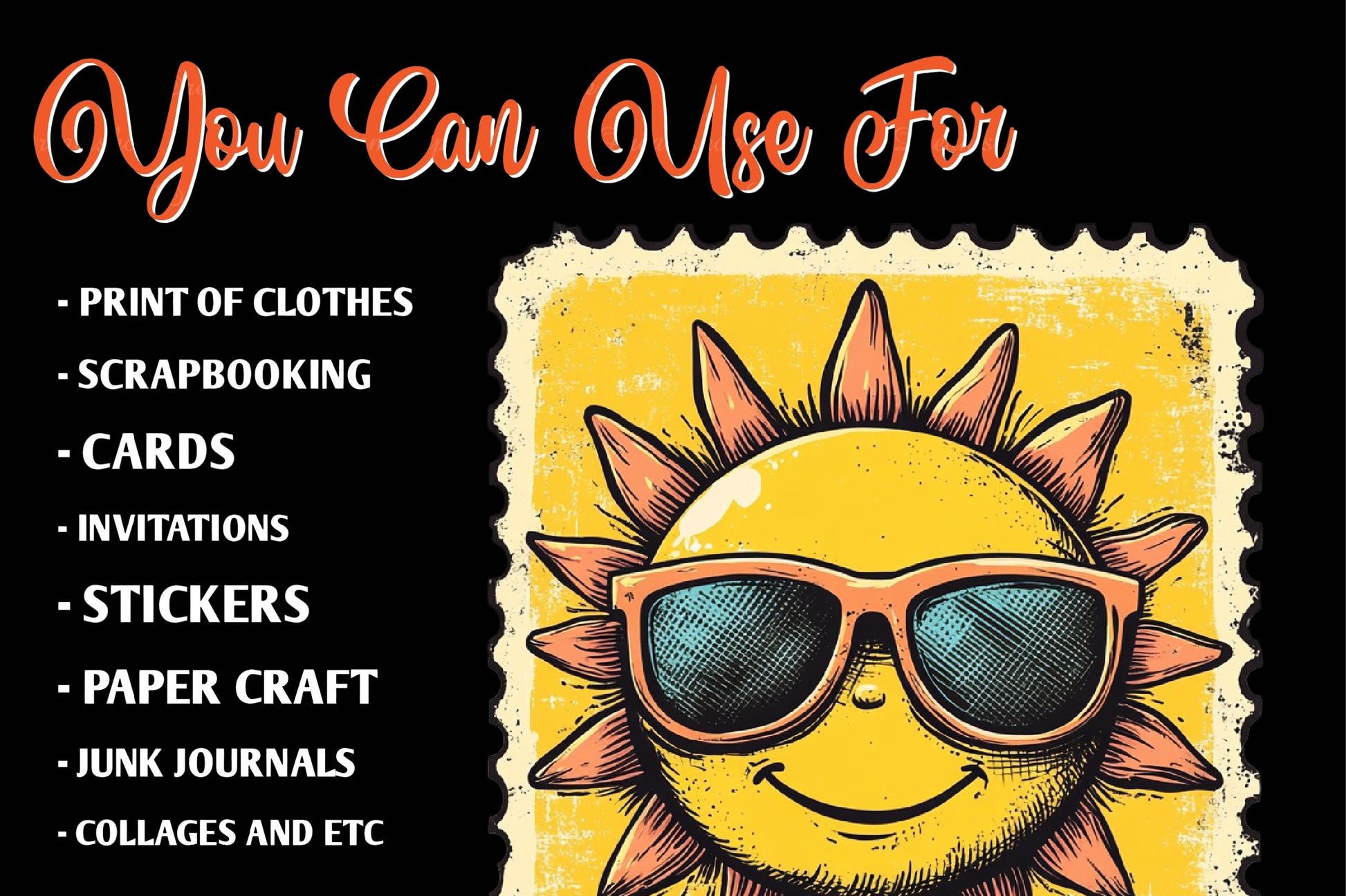 Yellow Summer Postage Stamps Clipart Bundle - CraftNest - Digital Crafting and Art