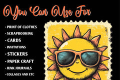 Yellow Summer Postage Stamps Clipart Bundle - CraftNest - Digital Crafting and Art