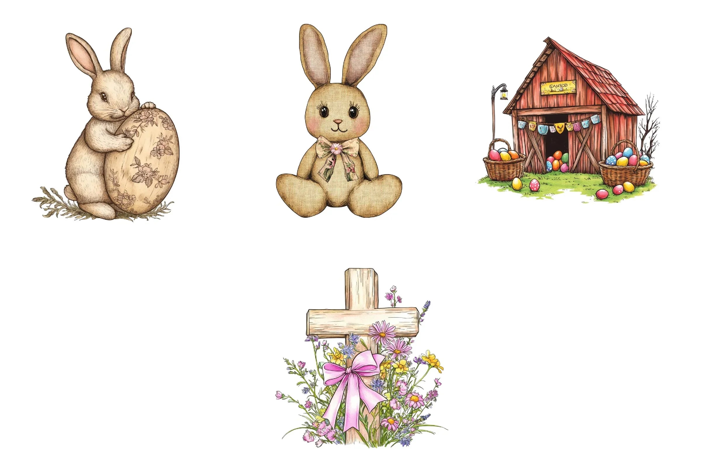 Rustic Easter Day Clipart Bundle 1 - CraftNest - Digital Crafting and Art