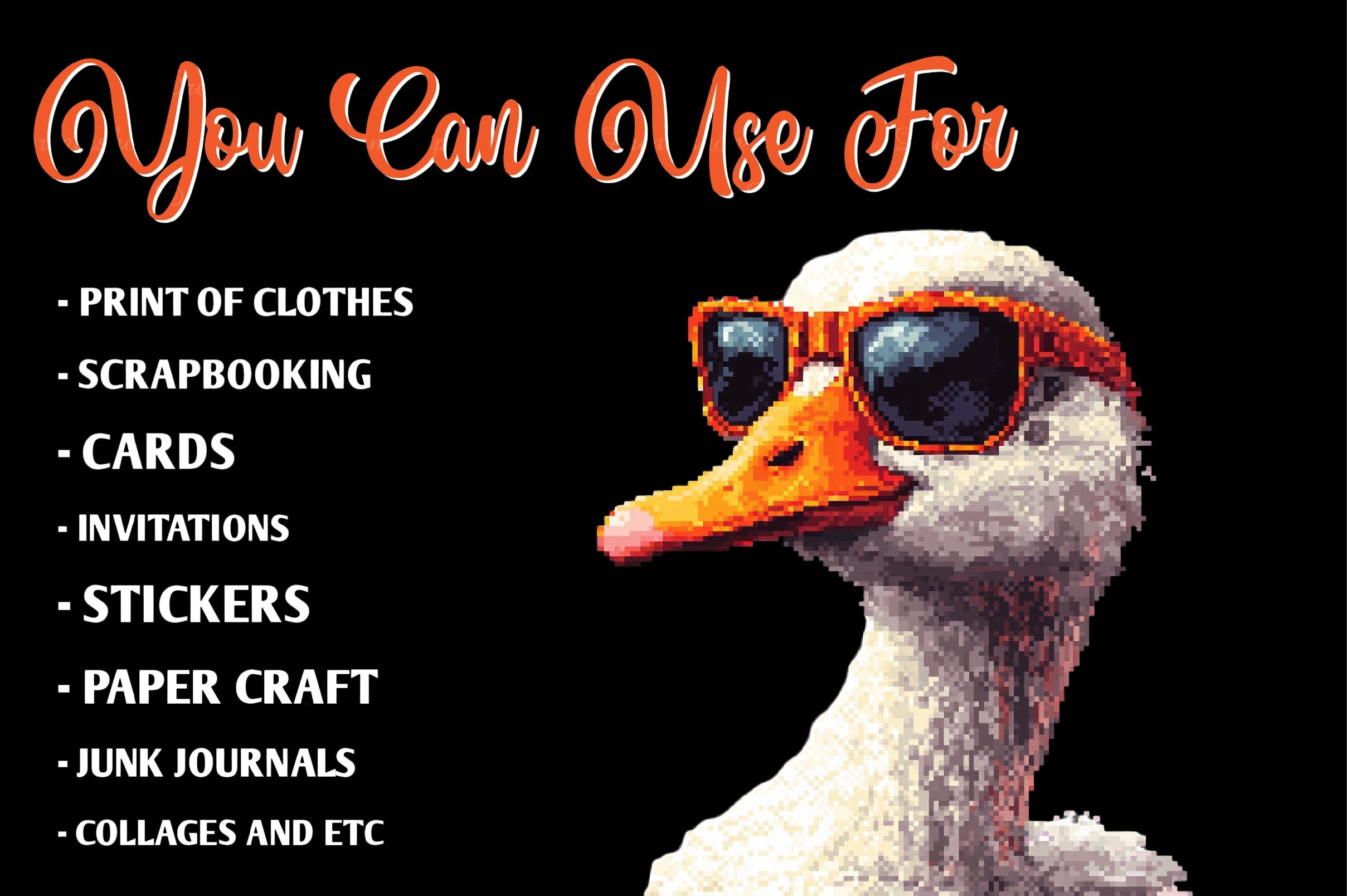 Blocky Style Funny Goose Clipart Bundle - CraftNest - Digital Crafting and Art