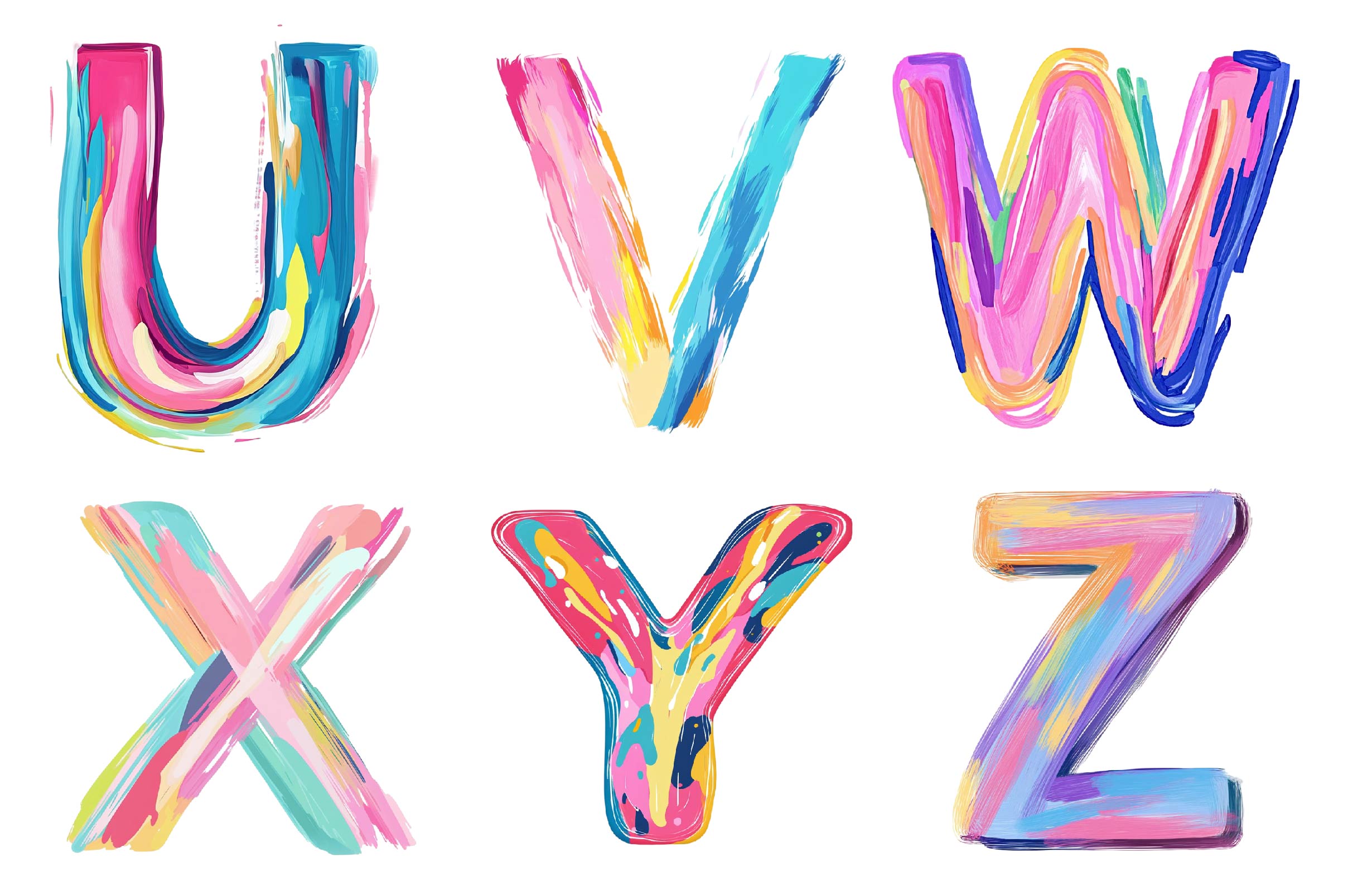 Brushstroke Letters Alphabet Clipart Bundle - CraftNest - Digital Crafting and Art