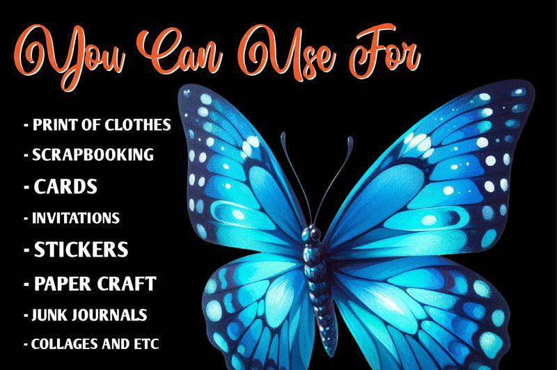 Blue Butterflies Clipart Bundle - CraftNest - Digital Crafting and Art