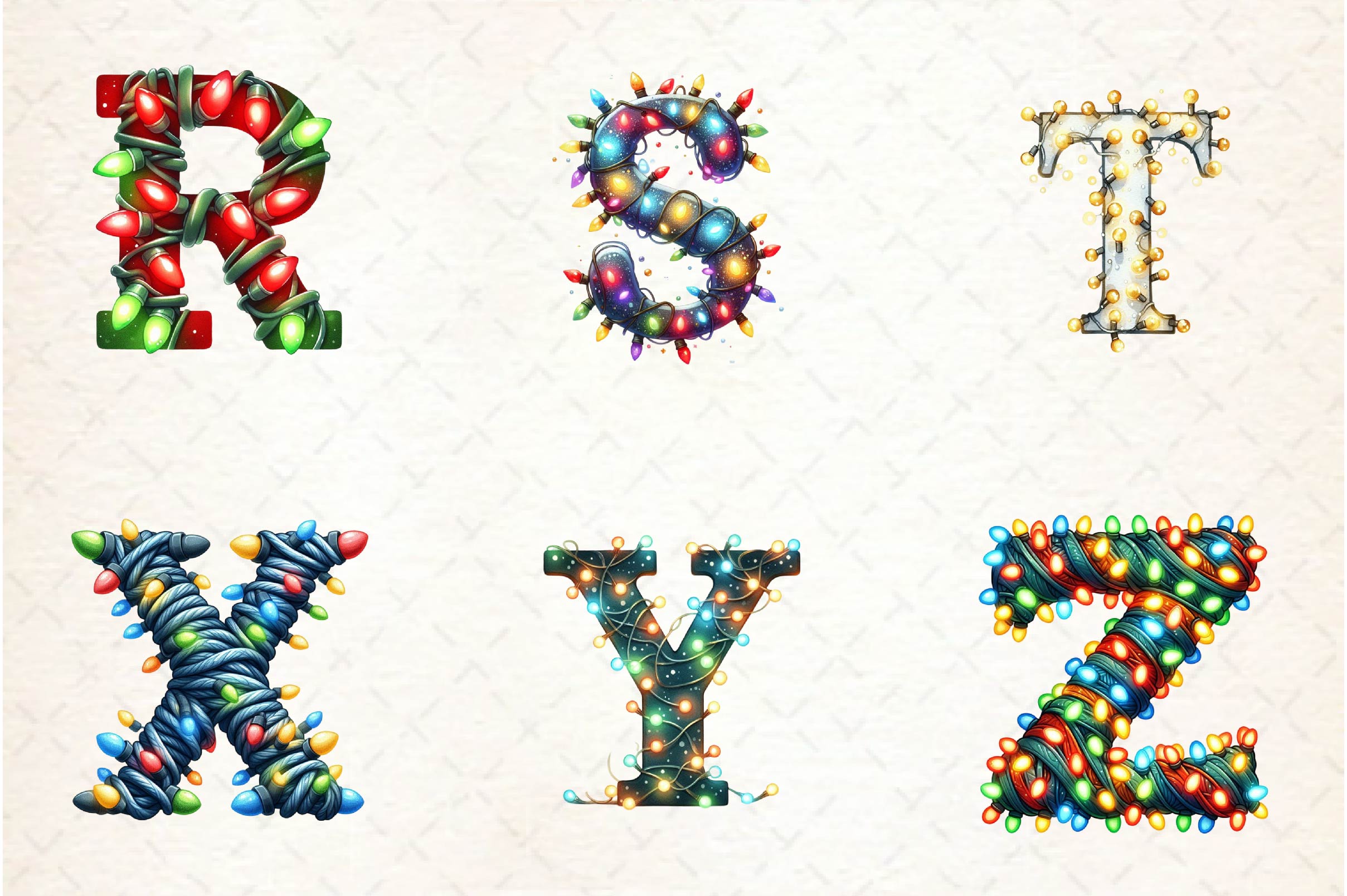 Christmas Lights Applique Alphabet Clipart Bundle - CraftNest - Digital Crafting and Art